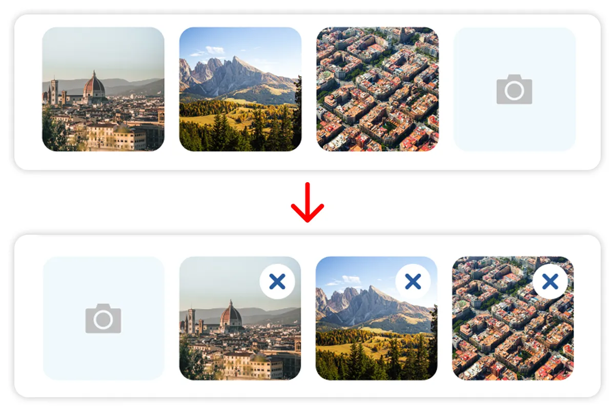 User Control and Freedom: visual comparison of the applied change