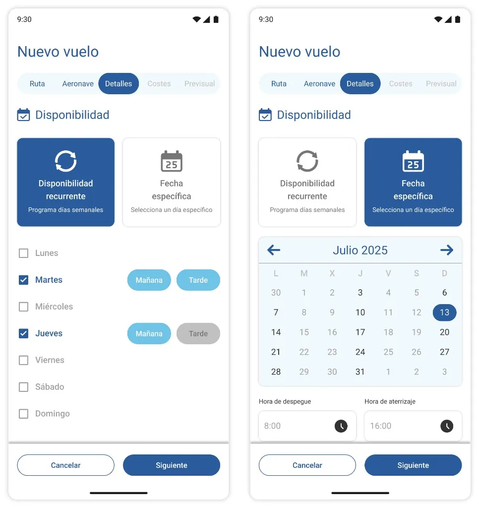 Before & After screenshot, Specific Date mode